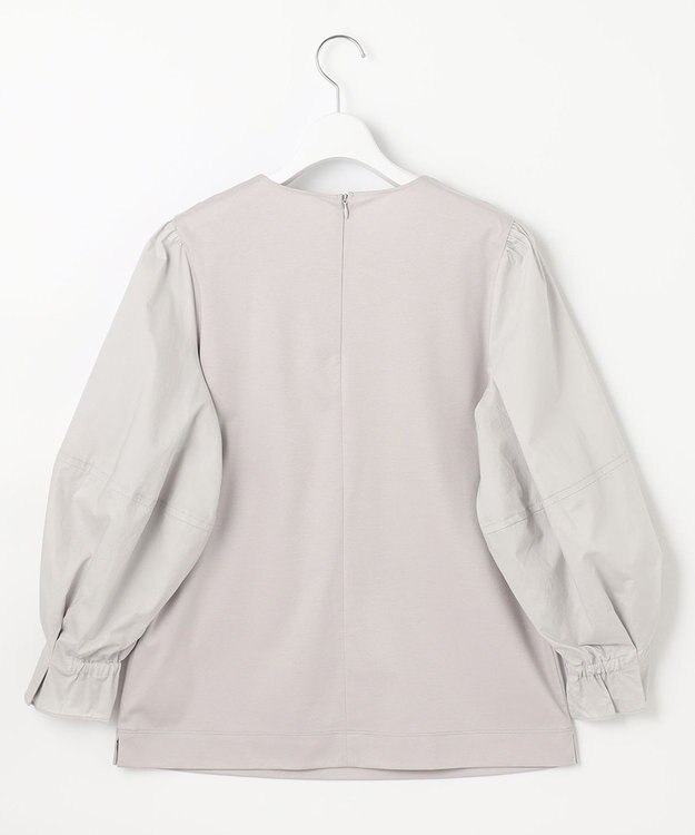 自由区 L スムースコンビ ボリューム袖カットソー ライトグレー系