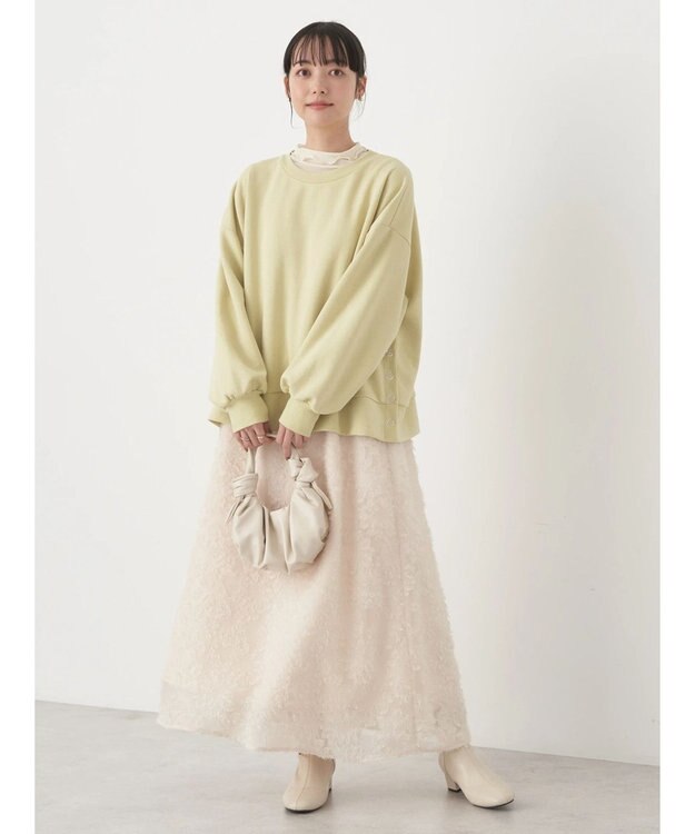 earth music&ecology サイドボタンダンボールプルオーバー Yellow