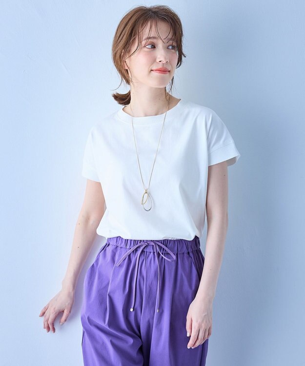 ANY ニットリブフレンチスリーブプルオーバー オフ