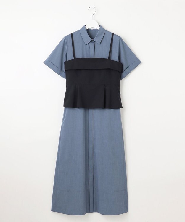 23区 S 【CLASSY.コラボ】ビスチェコンビ シャツワンピース ブルーシャンブレー×ネイビー