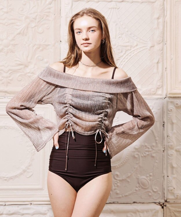 San-ai Resort（三愛水着楽園） オフショルダートップス付き3点セット水着　9M　【San-ai Resort（サンアイリゾート）】 ブラウン