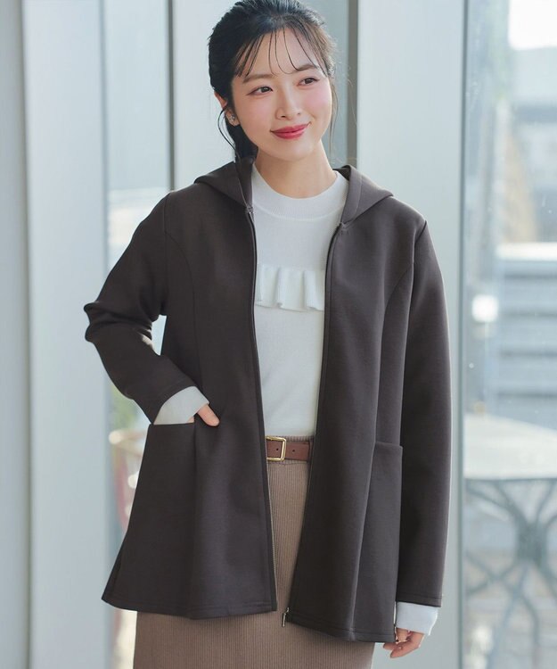 Tiaclasse ソフトダンボールバックフレアフーディー チャコールグレー