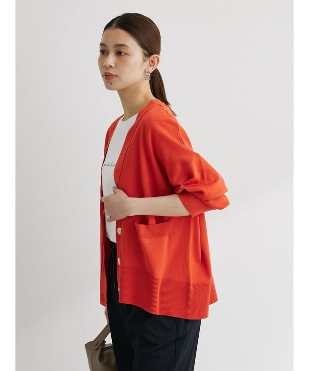 Green Parks 洗える　ショート丈カーディガン Orange