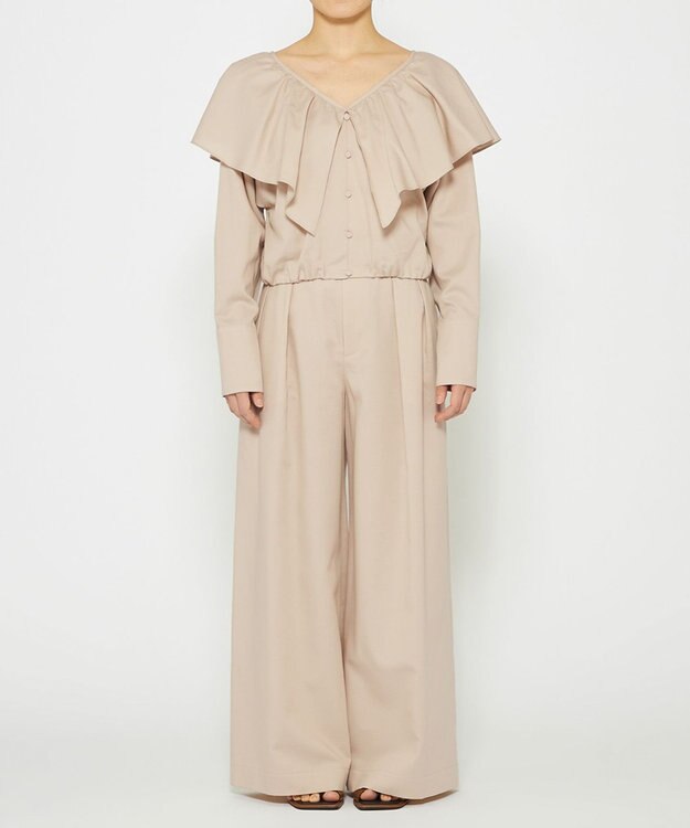 uncrave 【手洗い可】シャンブレー ラッフル ブラウス（uncrave WHITE） エクリュ