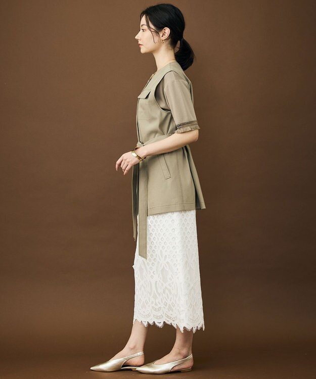 自由区 【SHIHOさん着用・セットアップ対応】リネンストレッチ ジレ カーキ
