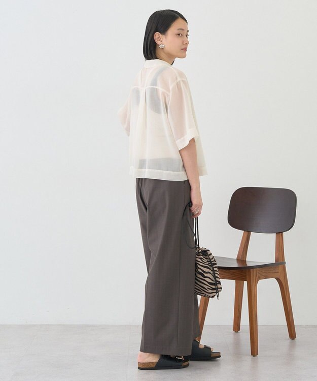 AMERICAN HOLIC シアーショート丈開襟シャツ Ivory