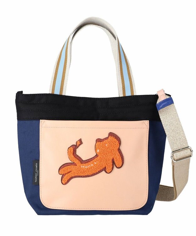 tsumori chisato CARRY キラミックスコンビ トートバッグ 2wayショルダー ネコ Sサイズ ネイビー