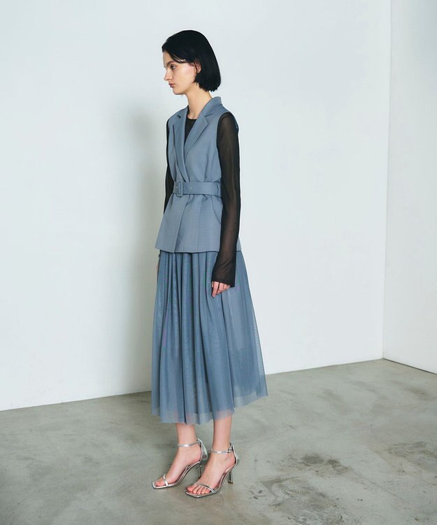 GRACE CONTINENTAL テーラーチュールワンピース グレー