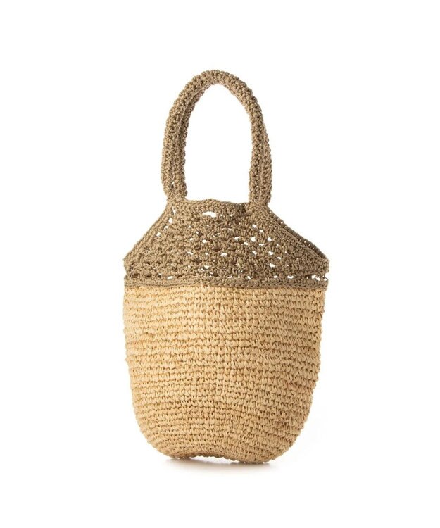 UNBILLION cachecache ラフィア切り替え編みバケツトートバッグ ベージュ