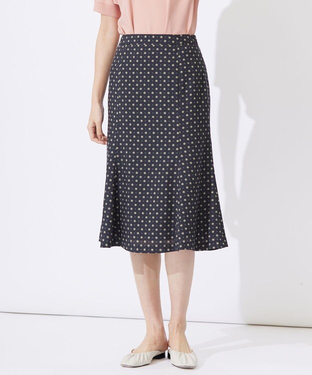 J.PRESS LADIES L 【洗える】ジオメトリックプリント スカート ネイビー系5