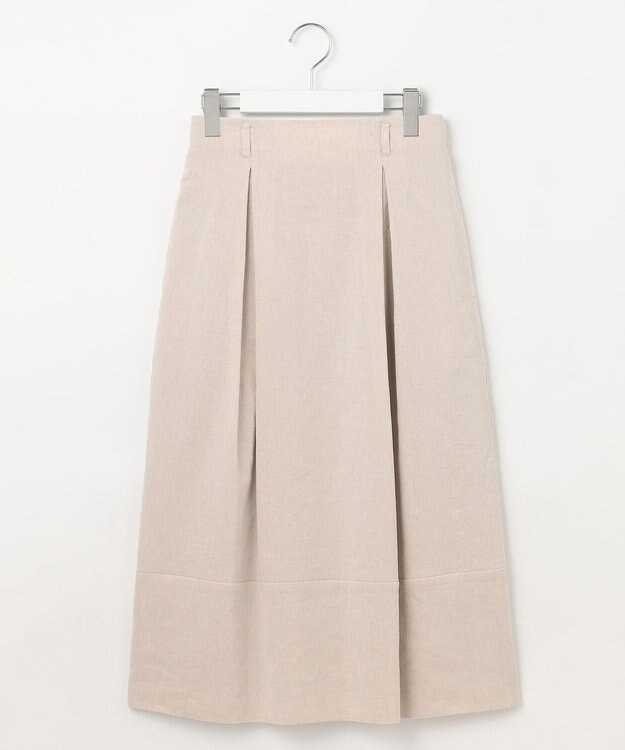 23区 【洗える】リネンレーヨンストレッチ タック スカート ベージュ系