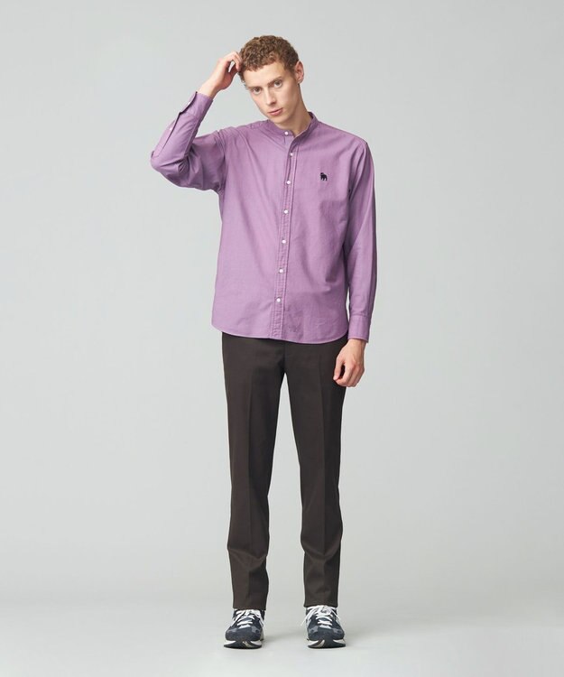 J.PRESS MEN 【オックス ガーメントダイ】バックブルバンドカラーシャツ パープル系