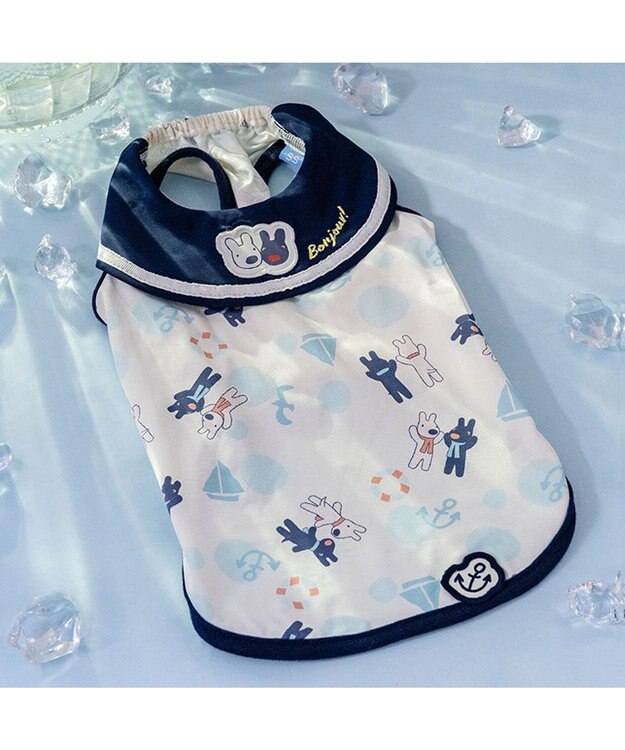 PET PARADISE リサとガスパール 接触冷感 タンクトップ 《マリン柄》 小型犬 ホワイト×ネイビー
