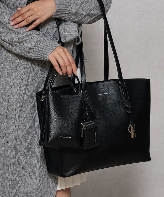 style code 【MERCURYDUO/マーキュリーデュオ】ラージトート スマートショルダー WFキーケース　三点セット ブラック