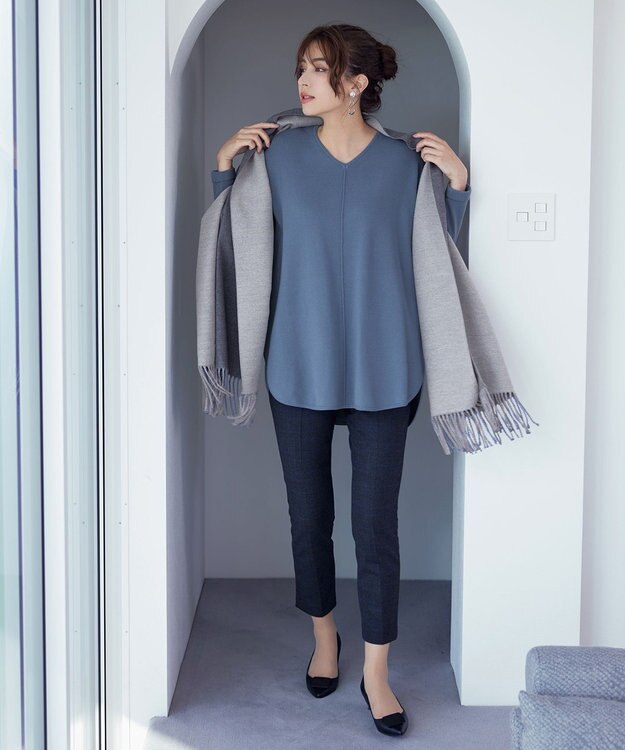 Tiaclasse 【洗える】リバーシブルデザイン大判マフラー グレー