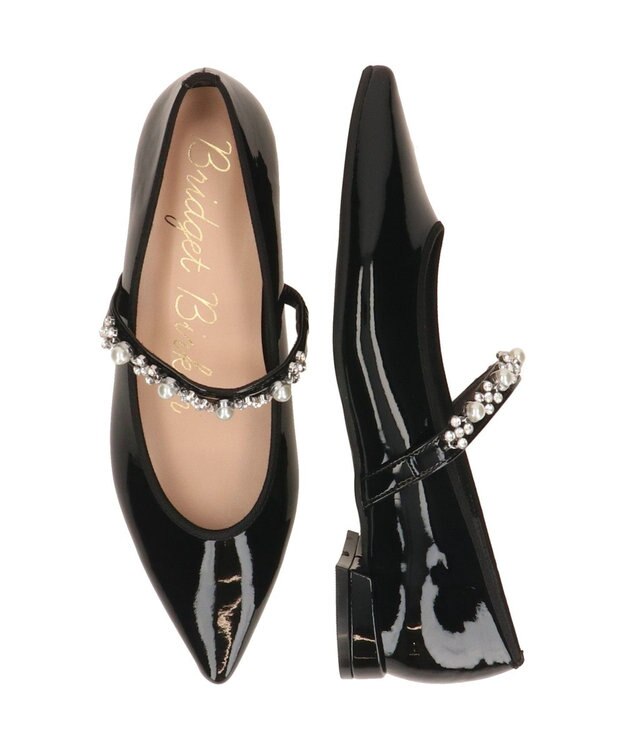 Bridget Birkin ＜抗菌消臭＞【Bridget Birkin】キラキラストラップポインテッドパンプス ブラックエナメル