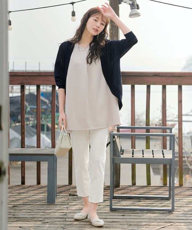 Tiaclasse 【UVカット・吸水速乾】 “きれい見え” バックフレアチュニック グレージュ