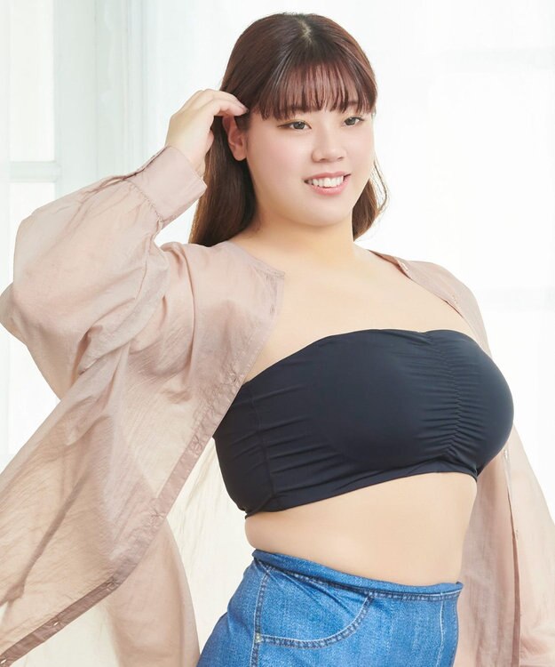 BRADELIS New York 包んでホールドチューブトップ ヌーブラ メッシュ素材でサラッと快適 ブラック