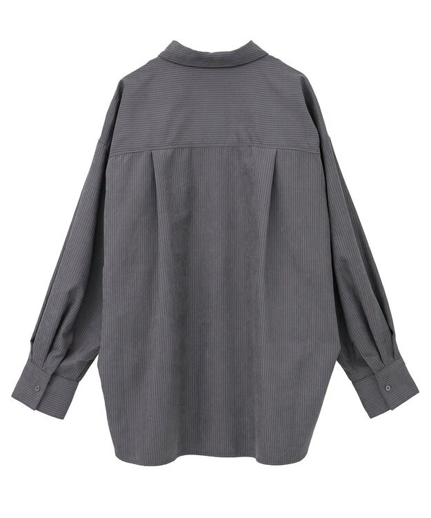 Green Parks シルキータッチストライプシャツ Charcoal Gray