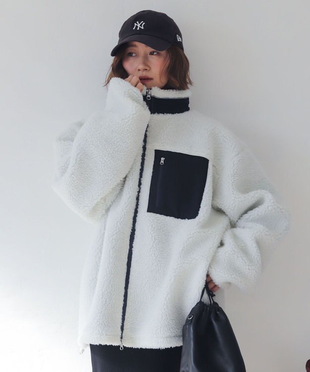 WEGO 【2025年秋冬新作アイテム/ユニセックス着用ITEM/SMLサイズ展開】ボアブルゾン オフホワイト