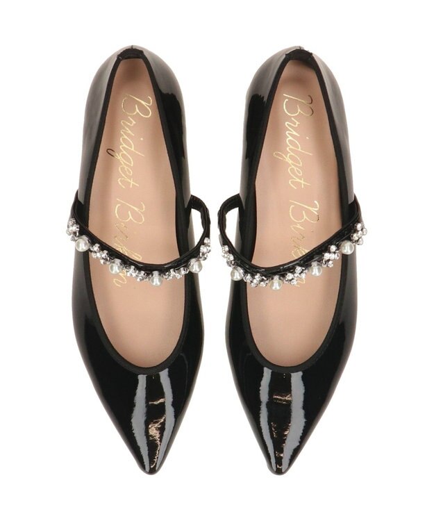 Bridget Birkin ＜抗菌消臭＞【Bridget Birkin】キラキラストラップポインテッドパンプス ブラックエナメル