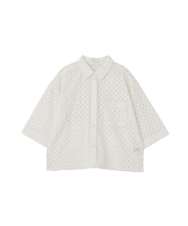 AMERICAN HOLIC 刺繍ショート半袖シャツ Off White