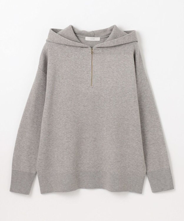 ANY L ハーフジップニットフーディー ライトグレー