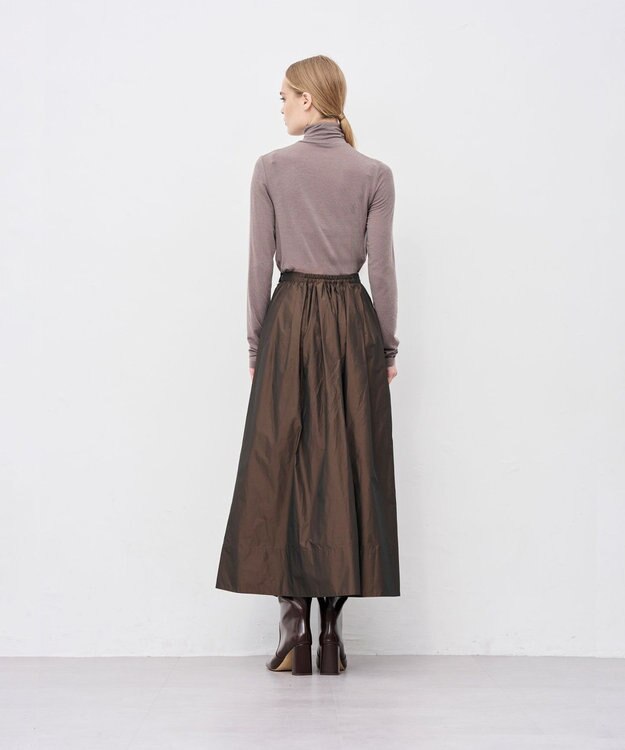 uncrave メモリータフタ フレアスカート ブラウン