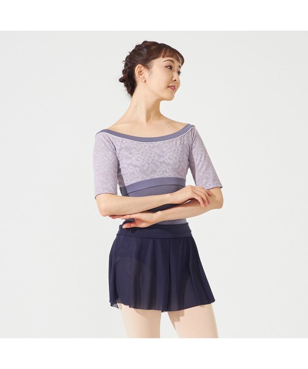 Chacott ハーフスリーブレオタード グレー