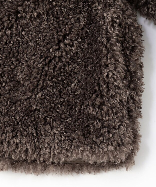 UNFILO エコファー ノーカラージャケット モカ