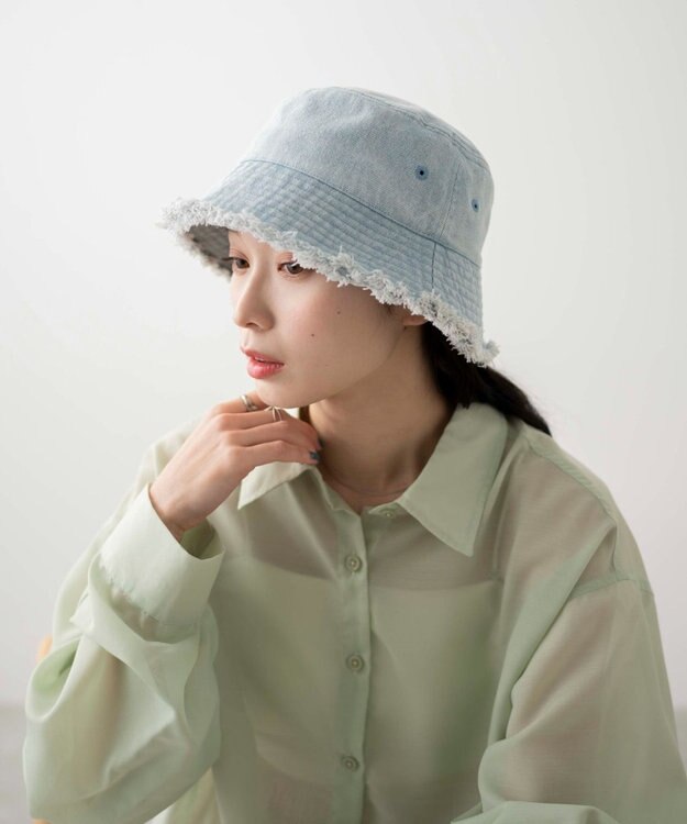WEGO 【ユニセックス着用ITEM】デニムフリンジバケットハット デニム淡色