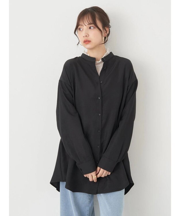 earth music&ecology バックデザインシャツ Black