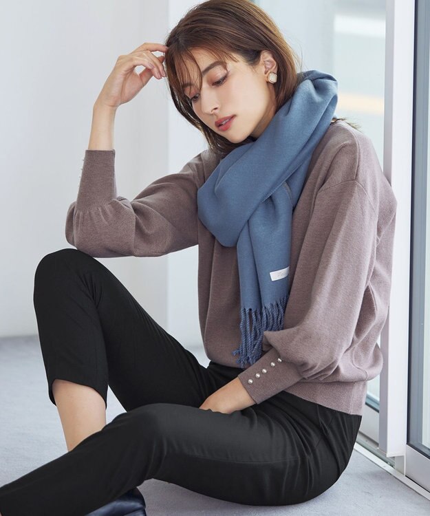 Tiaclasse 【洗える】リバーシブルデザイン大判マフラー ブルー