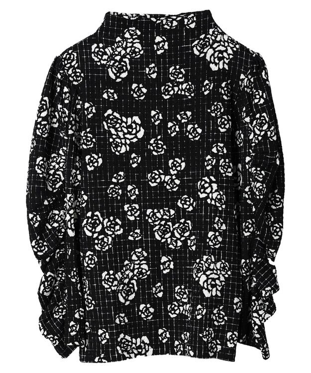 Green Parks ■ＥＳＣＡＲ　ボトルネッククレープカットプルオーバー Flower Black