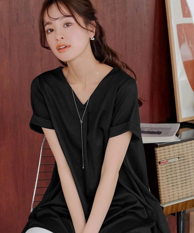 Tiaclasse 【UVカット・吸水速乾】 “きれい見え” バックフレアチュニック ブラック