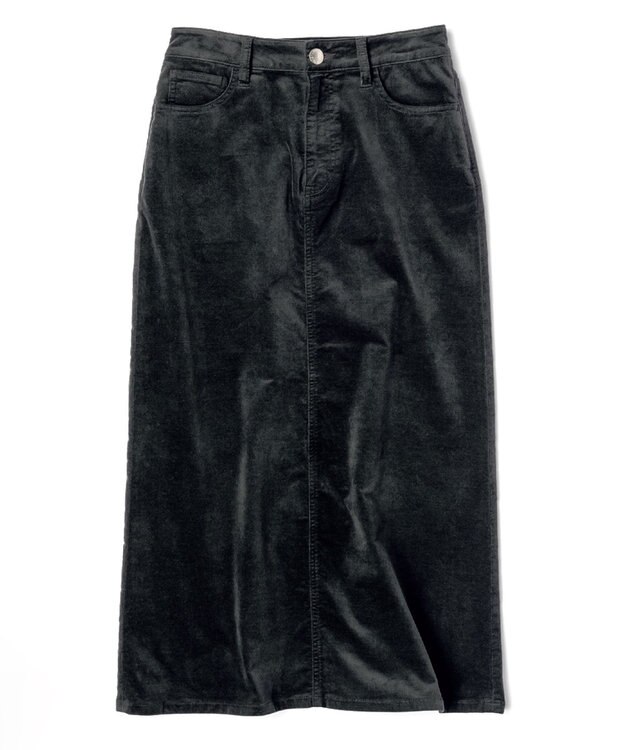 23区 【洗える】23区DENIM ベルベットストレッチ Aライン スカート スレートグレー