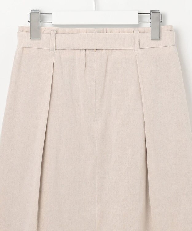 23区 【洗える】リネンレーヨンストレッチ タック スカート ベージュ系
