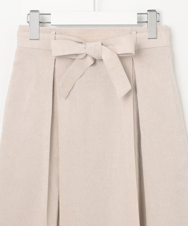 23区 S 【洗える】リネンレーヨンストレッチ タック スカート ベージュ系