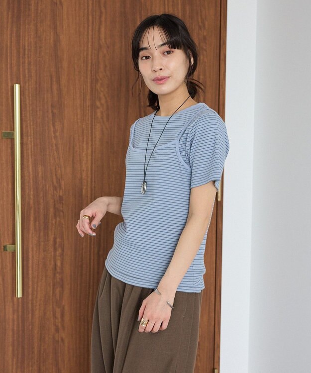 CRAFT STANDARD BOUTIQUE 2点セット/ボーダーキャミ+Tシャツ Light Blue