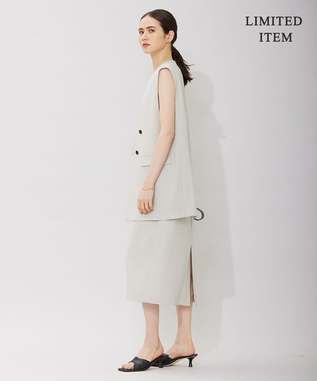 ICB 【WEB限定・洗える】BackSatinGeorgette ノーカラージレ ベージュ系