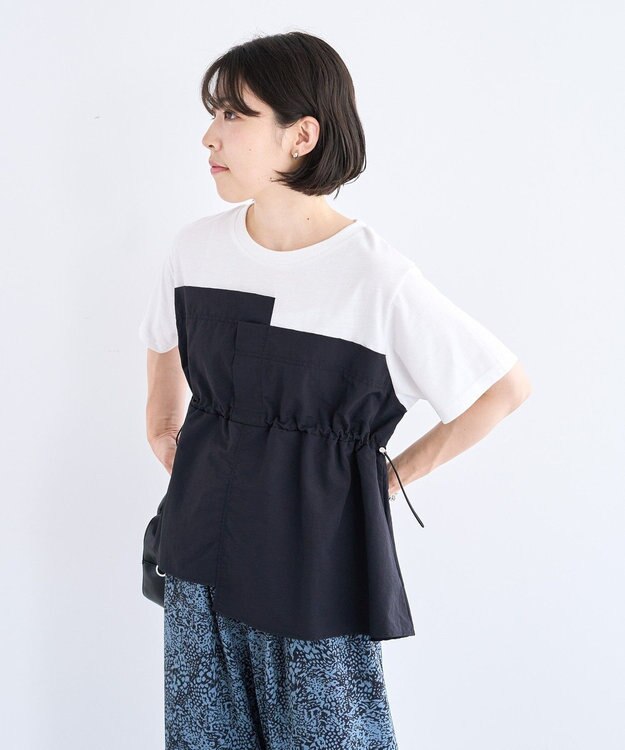 Green Parks ビスチェドッキングドロスト５分袖プルオーバー Black