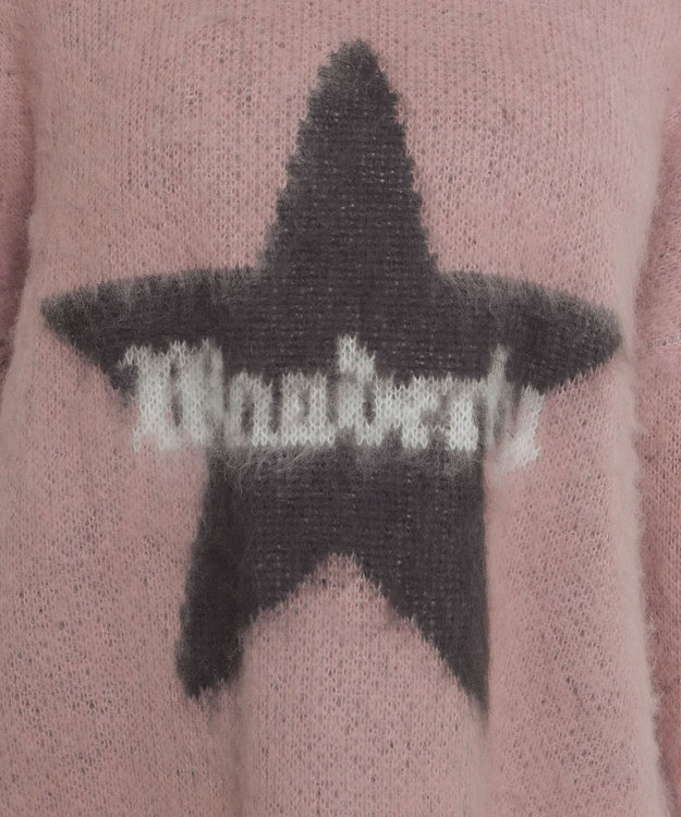 WEGO シャギーグラフィックニットBIGプルオーバー 柄1