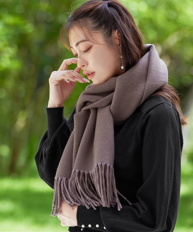 Tiaclasse 【洗える】リバーシブルデザイン大判マフラー モカ