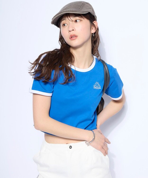 OP／FILA 【Kappa】ワンポイント 半袖リンガーTシャツ ブルー