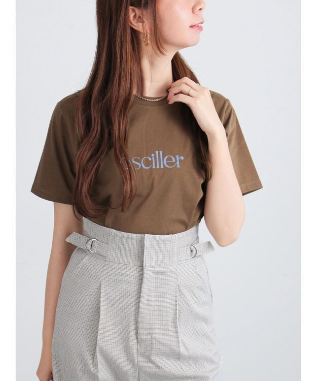 Te chichi フロッキープリントロゴTシャツ ブラウン