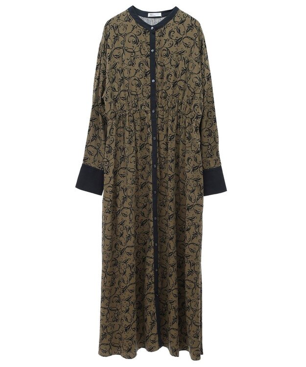 CRAFT STANDARD BOUTIQUE 総柄バイカラーワンピース Khaki
