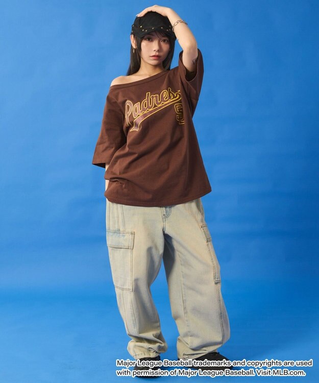 WEGO 別注MLBオフショルビッグT 柄3