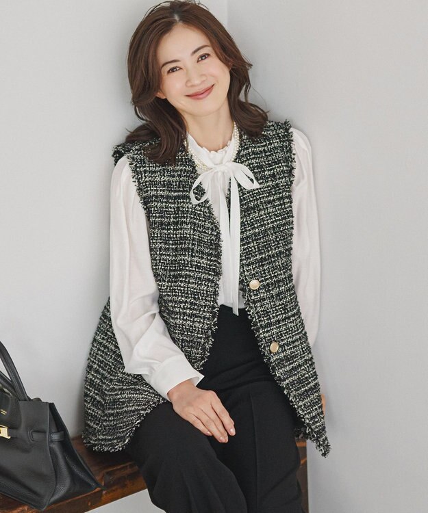 Featured in VERY] GIOLICA Tweed Form Gilet / 23KU | Fashion Online