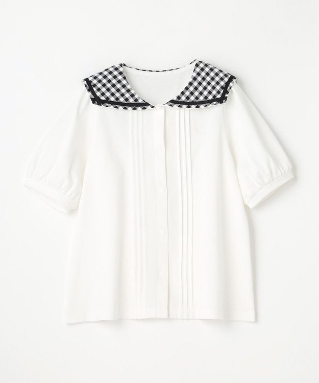 組曲 KIDS 【110-140㎝】ギンガムセーラー ブラウス オフホワイト系