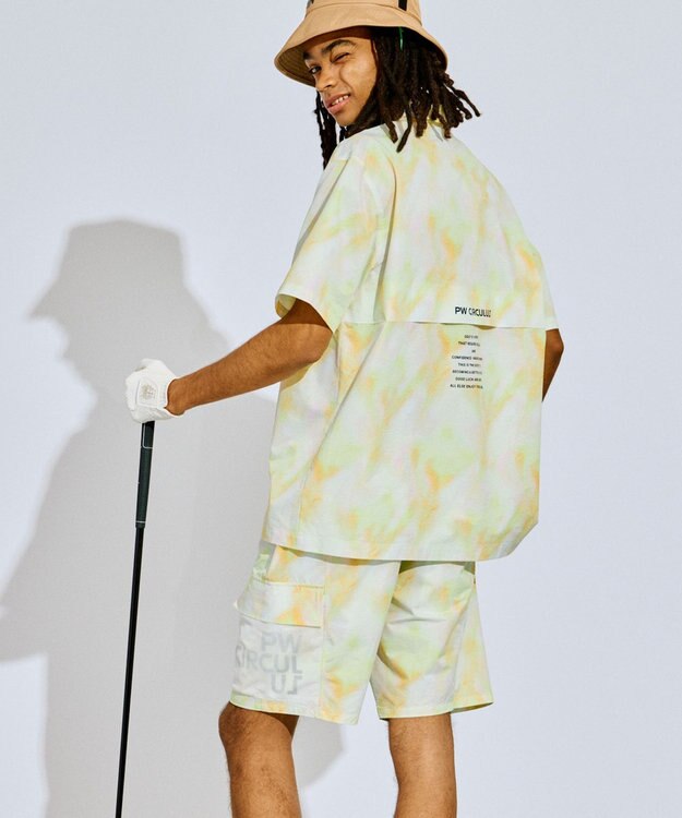 PW CIRCULUS 【MEN】タイダイ メッシュカーゴショーツ ゴルフ イエロー系5